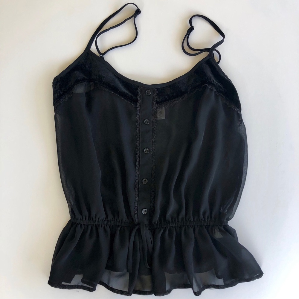 Band of Gypsies Black Sheer Peplum Tank Top